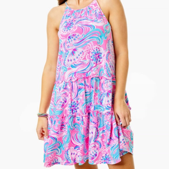 Lilly Pulitzer Evalyn Swing Halter Dress Size Medium Pink NWOT - Picture 1 of 11